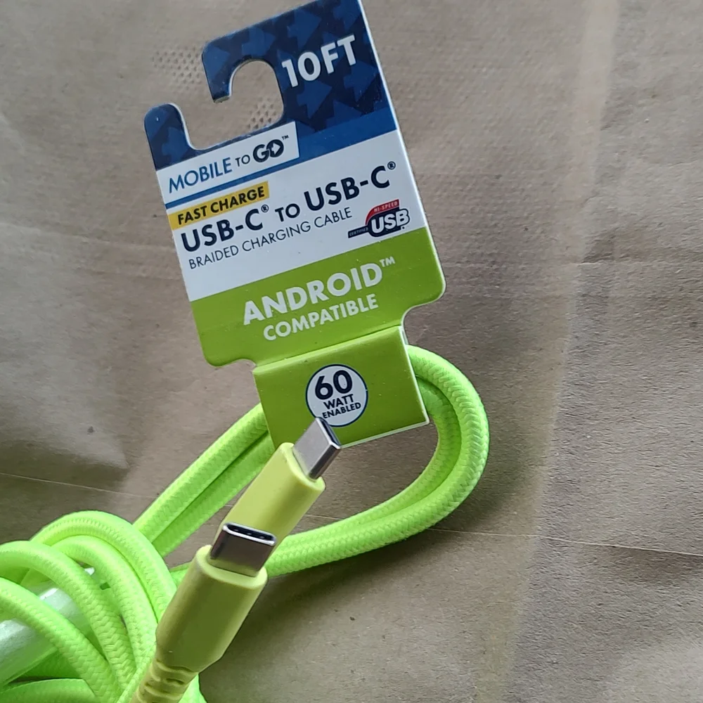 USB-C to USB-C Fast Charge Cable - Neon Green